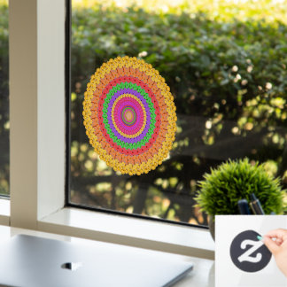 Mandala Ball yellow crochet style - Raamsticker