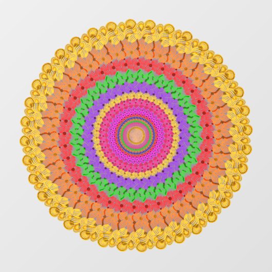 Mandala Ball yellow crochet style - Raamsticker (Vel)