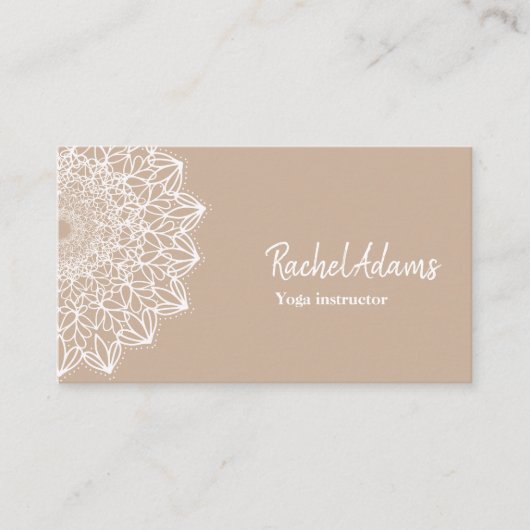 Mandala Beige Braun Weiß Visitekaartje (Voorkant)