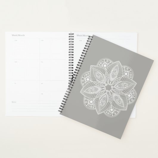 Mandala blanc exotique sur Arrière - plan gris (Devant avec enveloppe)