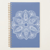 Mandala blanc exotique sur fond bleu (Devant)