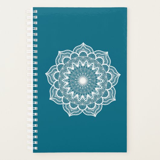 Mandala blanc sur fond bleu (Devant)