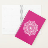 Mandala blanc sur fond rose (Devant avec enveloppe)