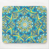 Mandala Blauw Geel Turquoise Patroon Muismat (Voorkant)