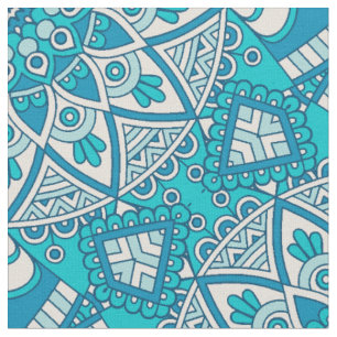 Mandala Blauw tegelpatroon Stof