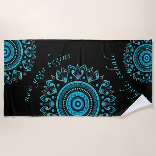 Mandala Blauw Vet Modern Levendig Mandala Strandlaken (Voorkant)