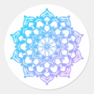 Mandala Blauwe bloem-sticker Ronde Sticker