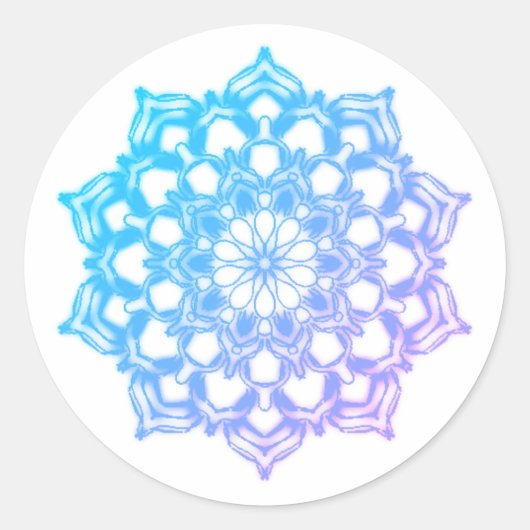 Mandala Blauwe bloem-sticker Ronde Sticker (Voorkant)