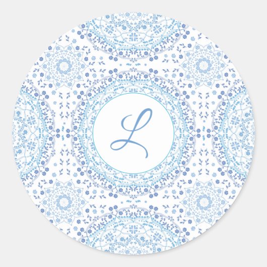 Mandala blauwe sticker (Voorkant)