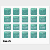 Mandala Blauwgroen met witte tekstmenglabels Vierkante Sticker (Vel)