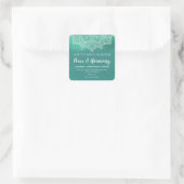 Mandala Blauwgroen met witte tekstmenglabels Vierkante Sticker (Tas)