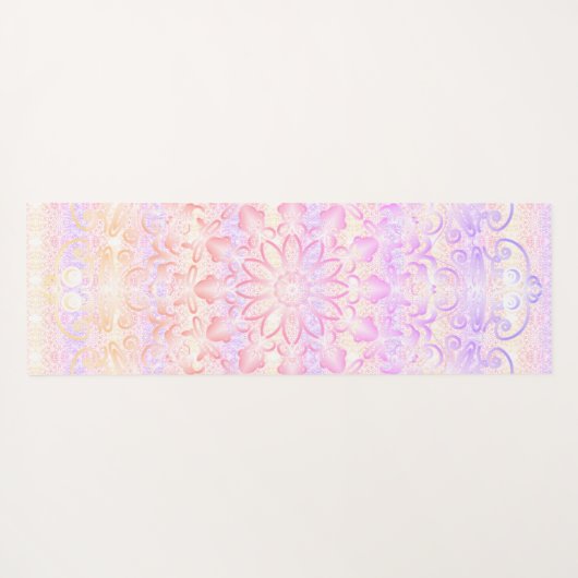 Mandala Bleek Roze en Oranje Yogamat (Achterkant (horizontaal))