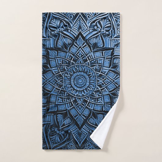 Mandala bleu (Serviette à main)