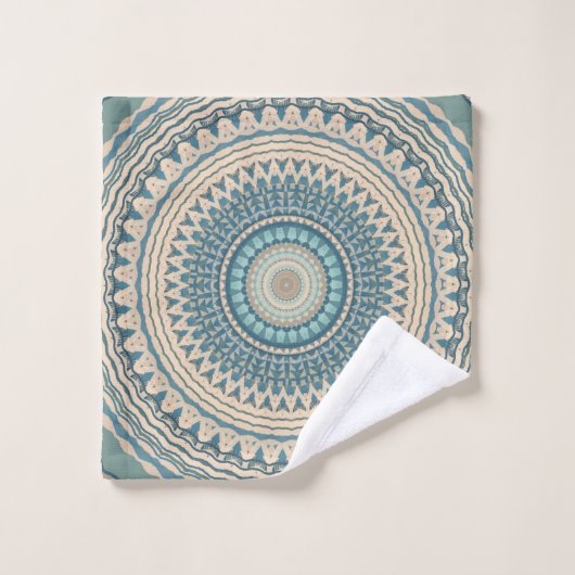Mandala bleu clair Turquoise  (Gant de toilette)