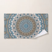 Mandala bleu et marron Motif géométrique complexe (Serviette à main)