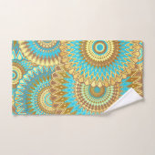 Mandala bleu marron or chevauchant (Serviette à main)