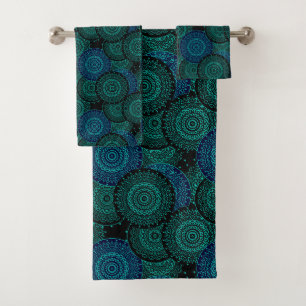 Mandala bleu turquoise ronde sur arrière - plan no