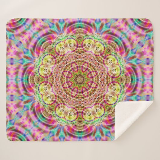 Mandala Bloem: Artistiek Ontwerp Sherpa Deken (Voorkant (horizontaal))