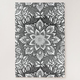 Mandala Bloem in zwart-wit Legpuzzel