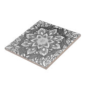 Mandala Bloem in zwart-wit Tegeltje (Zijkant)