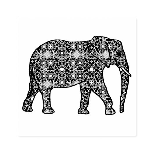 Mandala-bloem-olifant Rubberstempel (Afrduk)