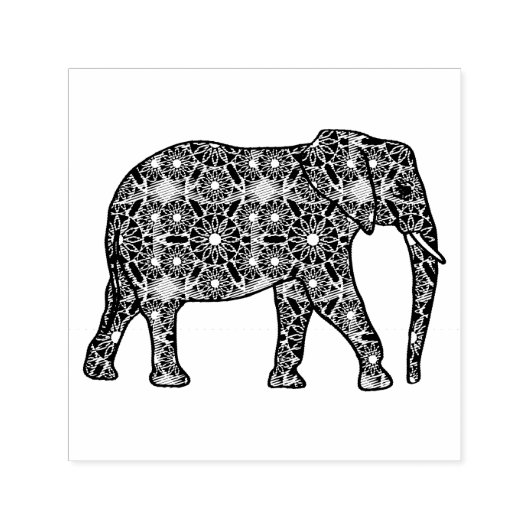 Mandala-bloem-olifant Zelfinktende Stempel (Design)