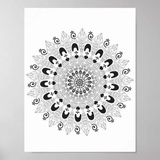 Mandala Bloem Ontwerp Kleurplaat Poster (Voorkant)