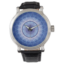 Mandala bloem van het leven blauw horloge