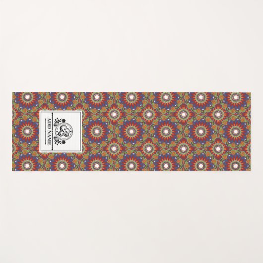 Mandala bloemen monogram aangepaste naam letter A Yogamat (Voorkant (horizontaal))