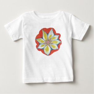 Mandala bloementekening peuter ruffle T-shirt, wit