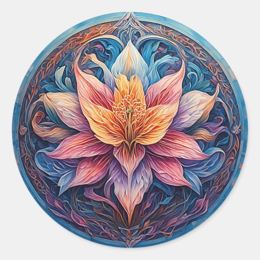 🌸 Mandala-bloemkunstcadeau voor Boho-decorliefheb Ronde Sticker (Voorkant)
