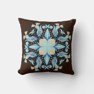 Mandala Bloom Kussen in Chocoladebruin