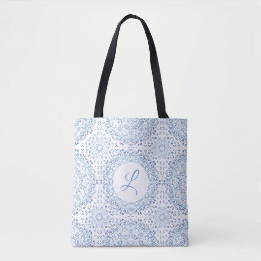 Mandala Blue Canvas tas Monogram (Voorkant)