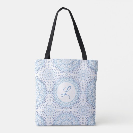 Mandala Blue Canvas tas Monogram (Achterkant)