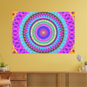 Mandala Blue Circles Stretted Canvas Impression (Insitu(Salon))