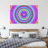 Mandala Blue Circles Stretted Canvas Impression (Insitu(Chambre))