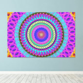 Mandala Blue Circles Stretted Canvas Impression (Insitu (Plancher de Bois))