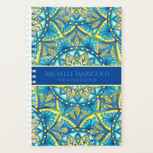 Mandala Blue Floral Turquoise Motif Yoga (Devant)