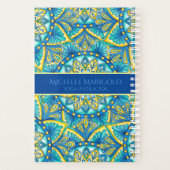 Mandala Blue Floral Turquoise Pattern Yoga Planner (Achterkant)