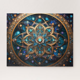 Mandala Blue Gold Legpuzzel