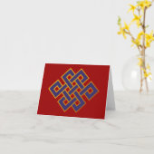 Mandala Blue Karma Buddhism Eternal Knot Kaart (Gele Bloem)