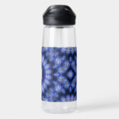 Mandala Blue Paarse Pattern Monogram Waterfles (Achterkant)