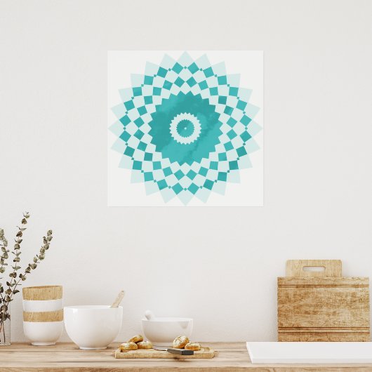 Mandala Blue Turquoise Sky Pattern Poster (Keuken)