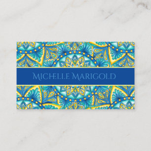 Mandala Blue Yellow Floral Yoga Instructor Visitekaartje