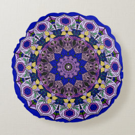 Mandala Blueberry Blue Violet Rond Kussen