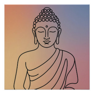 Mandala Boeddha: Serene Lijnkunst Zen Geest Perfect Poster