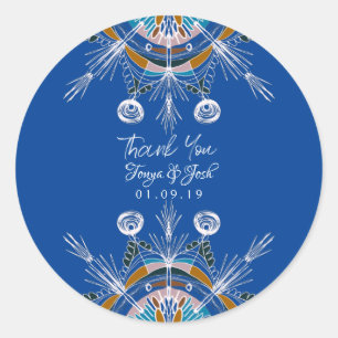 Mandala Bohemian Colorful Wedding Dank je Ronde Sticker