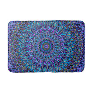 Mandala Boho Blue Blauwgroen Paars Peacock Gold Vi Badmat