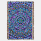 Mandala Boho Blue Blauwgroen Paars Peacock Orienta Deken (Voorkant Verticaal)
