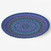 Mandala Boho Blue Blauwgroen Paars Peacock Vibrant Papieren Bordje (Gekanteld)